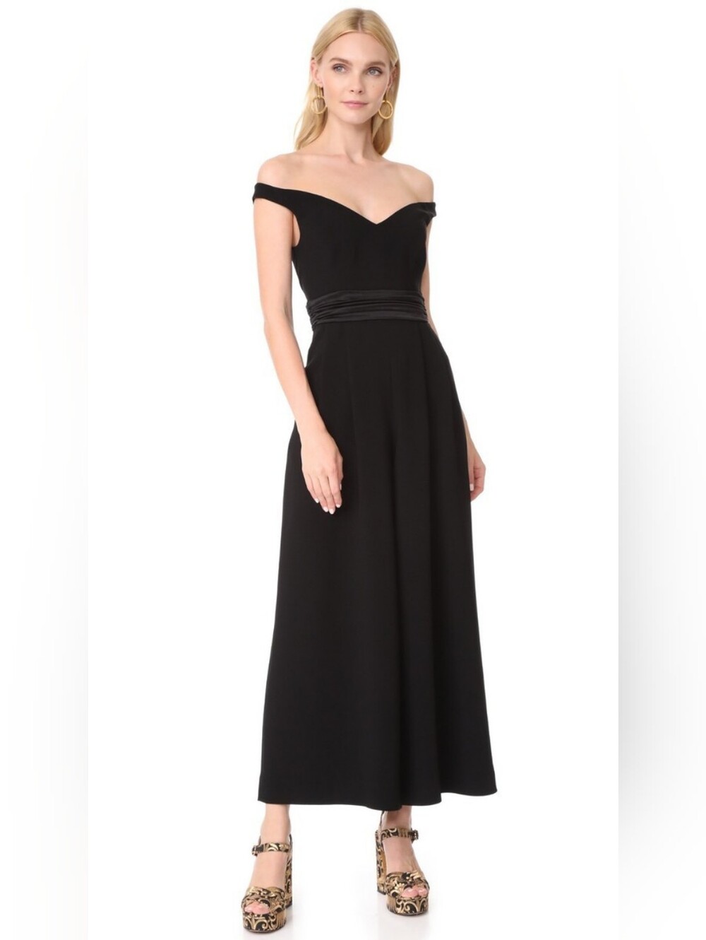 NWT Cinq a Sept Vina Jumpsuit Black Wide Leg Off The Shoulder Size 4 Formal
